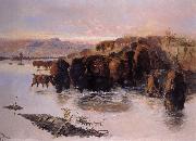 Charles M Russell The Buffalo Herd Spain oil painting artist